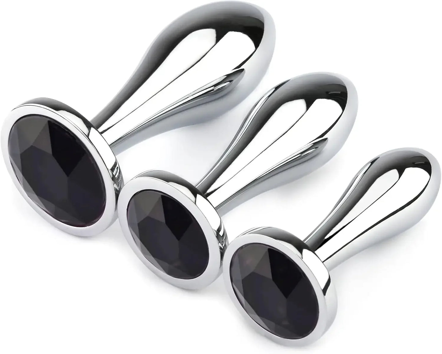 Anal Butt Plug 3Pcs Set Safety Metal Anal Butt Plug Sex Toys with Crystal Diamond Beginner Anal Toys for Adult Unisex Adult Toys