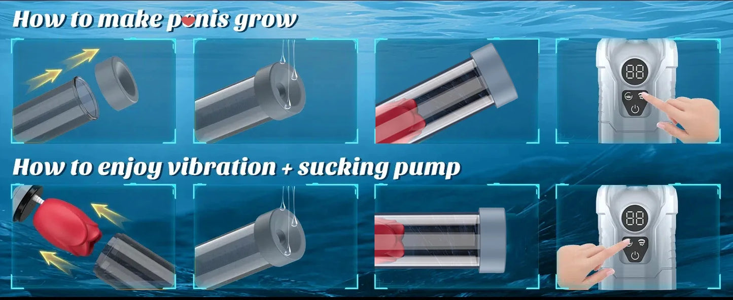 Electric Penis Pump with 5 Suction 6 Training Modes Automatic Male Masturbator LCD Pumps Enlargers Ault Sex Toys For Men