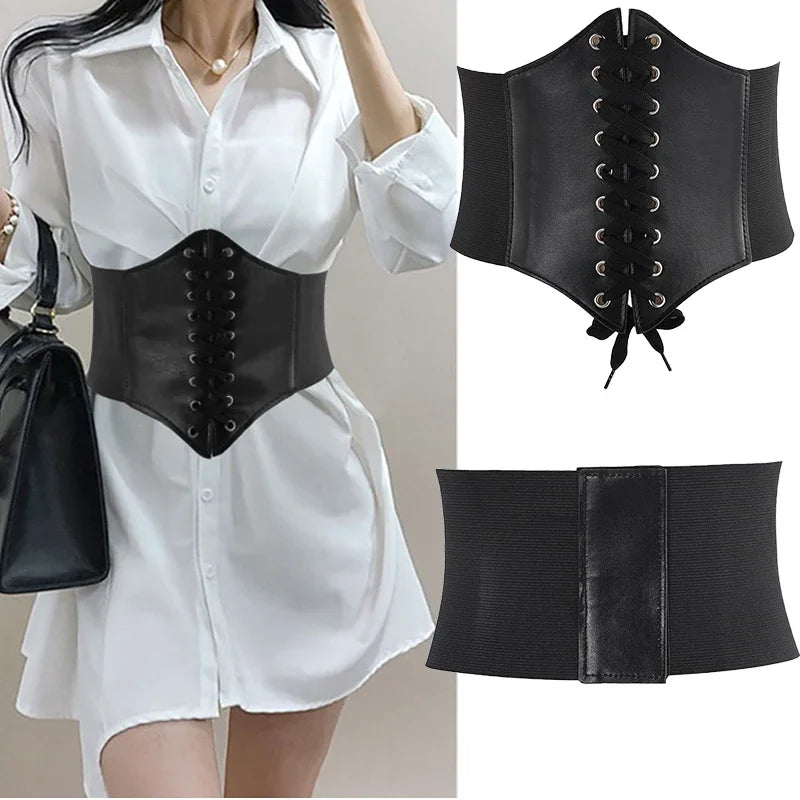 Women's Corset Body Shapewear Sexy Wide Leather Belt Cummerbunds Strap Belts for Women High Waist Slimming Corsets and Bustiers