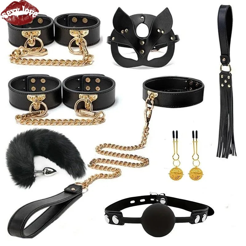 BDSM Adult Hip-hop Sex Toy with Mouth Plug Collar  Neck Cover Solid Silicone Mouth Ball Buckle Set Full of Suffocating Feeling