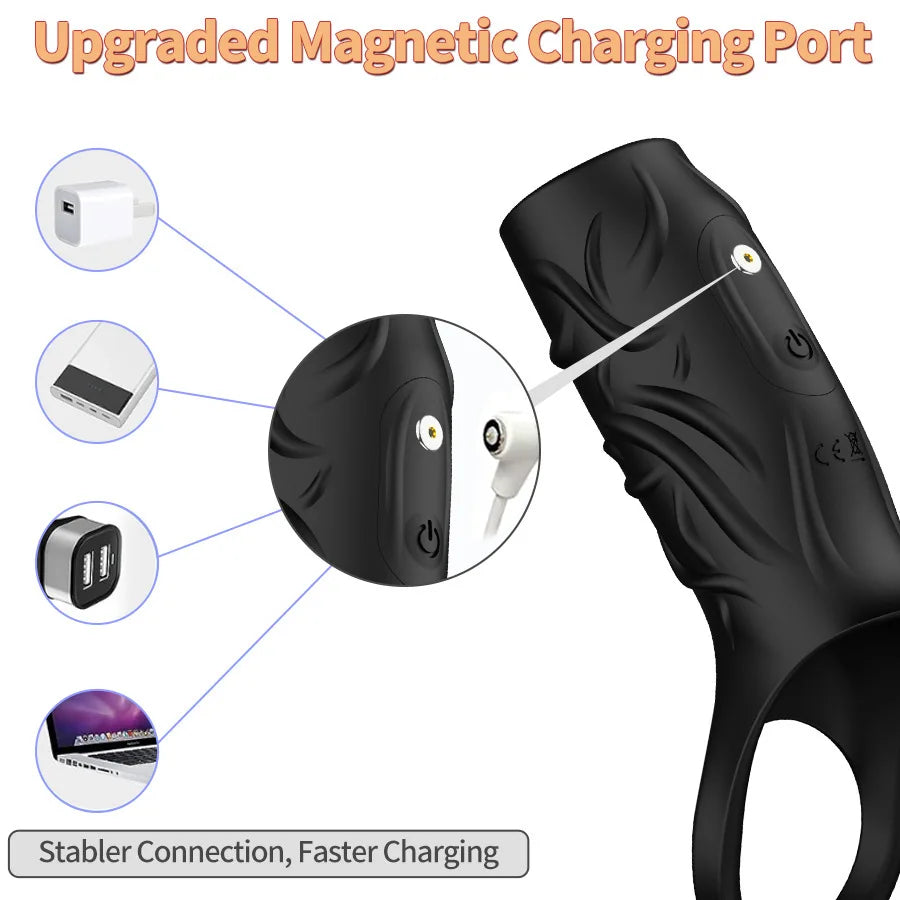 Vibrator Men's Enlargement Thickened Penis Sperm Lock Penile Sexual Crystal Wolf Teeth Set Adult Sex Toy Penis Extender Pump