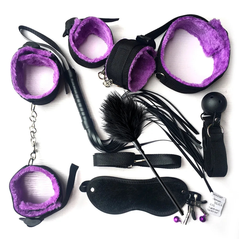 Adult BDSM Bondage Set Soft Cuffs Handcuff  Ankle Restraints Sex Toys Kit for Couples Women Slave Bed SM Strap for Enhanced Play