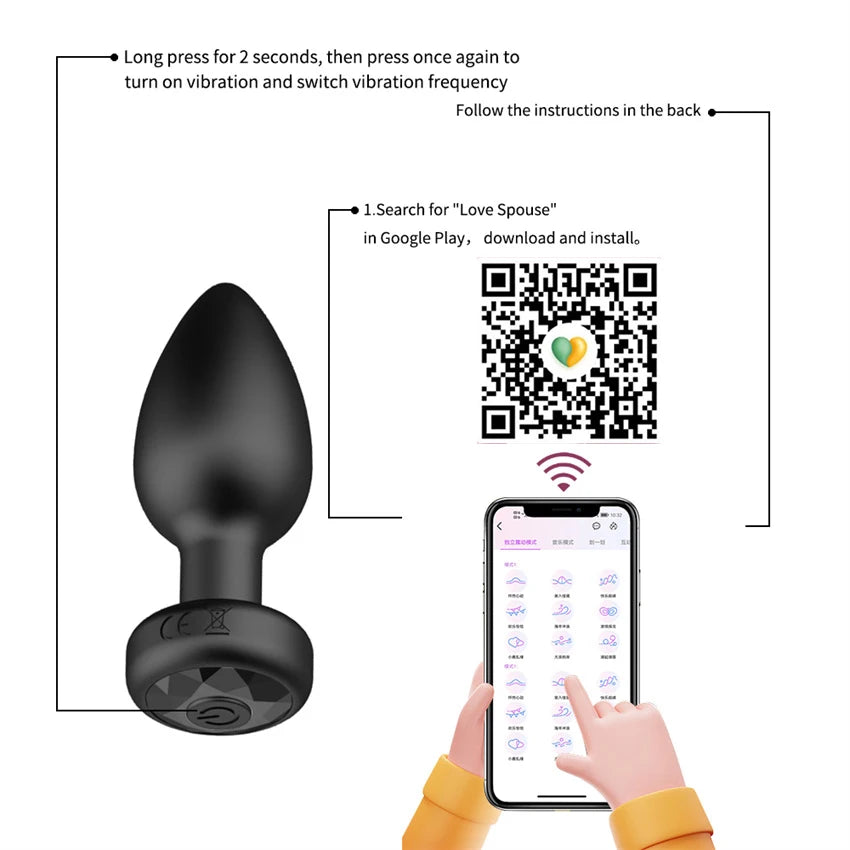 360° Rotation Wireless Control Anal Vibrator APP Bluetooth Butt Plug Men Prostate Massager Male Ass Anal Adult Sex Toys Couples