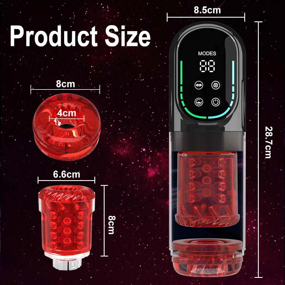 LCD Penis Pump Pocket Pussy Male Masturbator Vacuum Pump Thrusting Rotating Vibrating Sucking 3D Stroker Sex Toys for Man