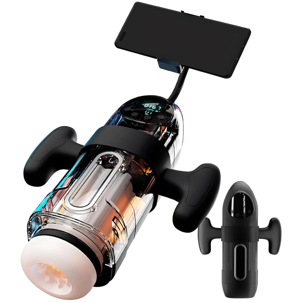 Male Vibrator Automatic Thrusting Sucking Sex Machines Pussy Penis Sleeve Blowjob with Handle LCD Display Pocket Male Adult Toys