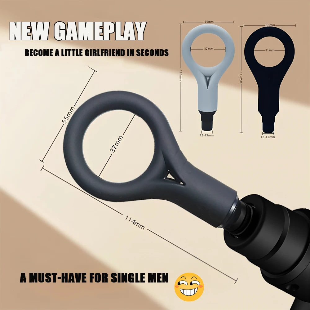 Male Masturbation Ring Penis Vibration Masturbator Male Training Relaxation Silicone Massage Gun Head For Masturbation Tool