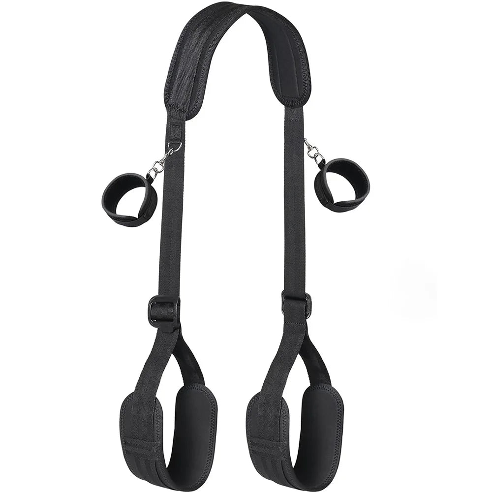 Sex Bondage BDSM Kit Bed Restraints Set Handcuffs Neck to Thigh Adjustable Leg Straps Handcuffs for SM Adult Couples Game Play