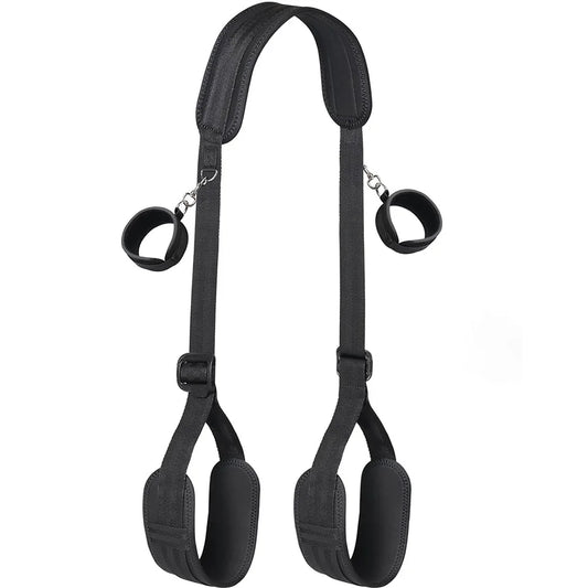 Sex Bondage BDSM Kit Bed Restraints Set Handcuffs Neck to Thigh Adjustable Leg Straps Handcuffs for SM Adult Couples Game Play