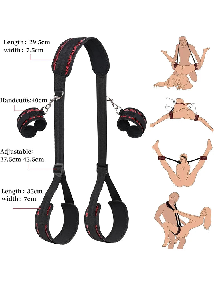 BDSM Sex Handcuffs Restraints Open Leg Ankle Cuffs SM Bondage Harness Bed Bandage Straps Slave Major Toys Erotic Accessories