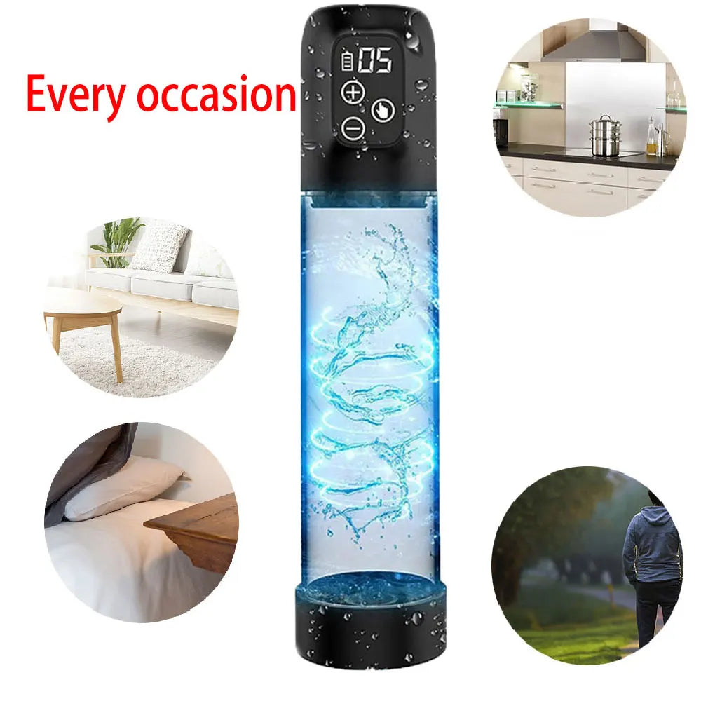Hydro-Powered Penis Pump - Water-Assisted Enlargement  System for Increased Size, Firmness & Strength  Conditioning, Eco-Frien