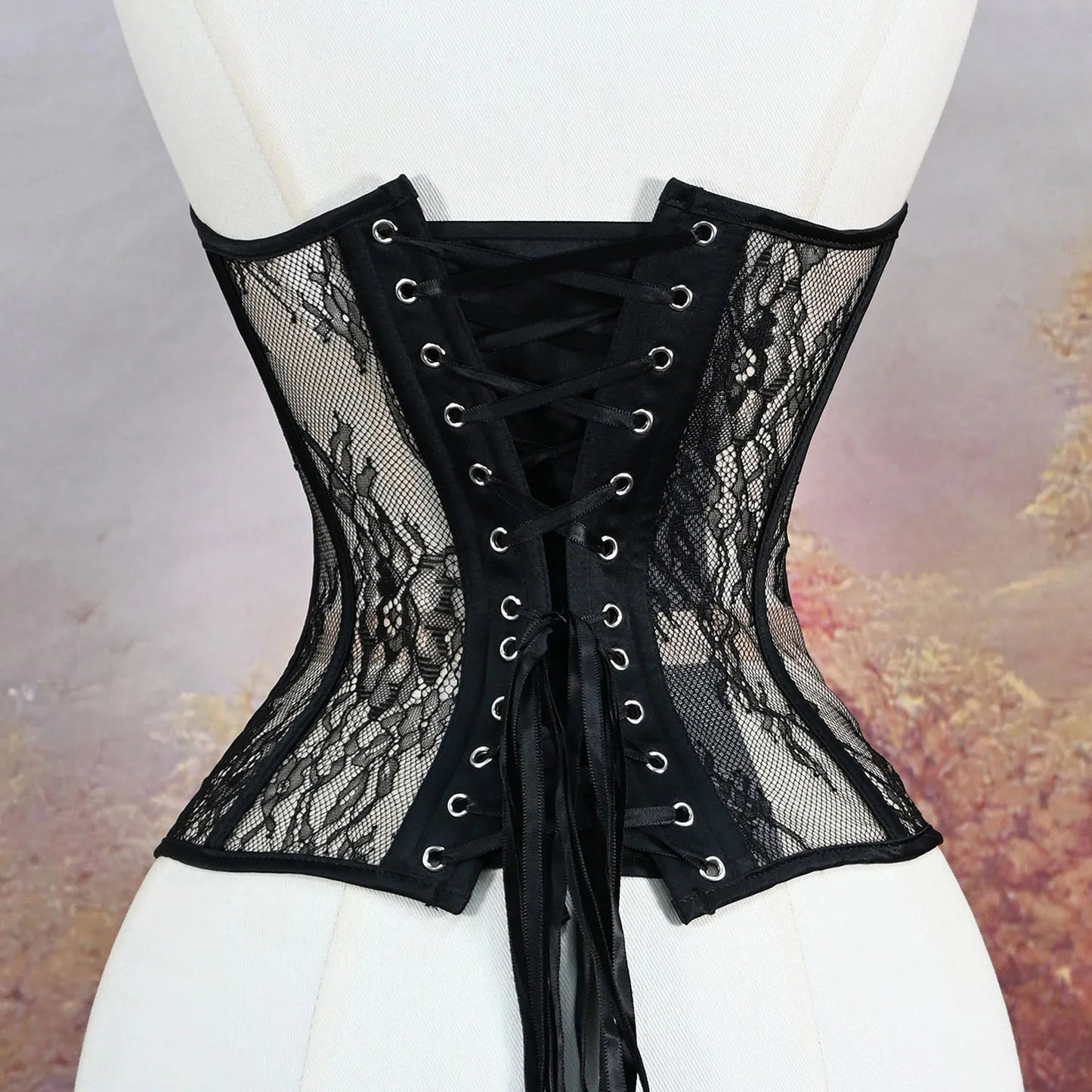Steel Bone Korset Woman Hollow Out Strapless Lace Bra Bustier Top Mesh Women Lingerie Black White Biege Corset