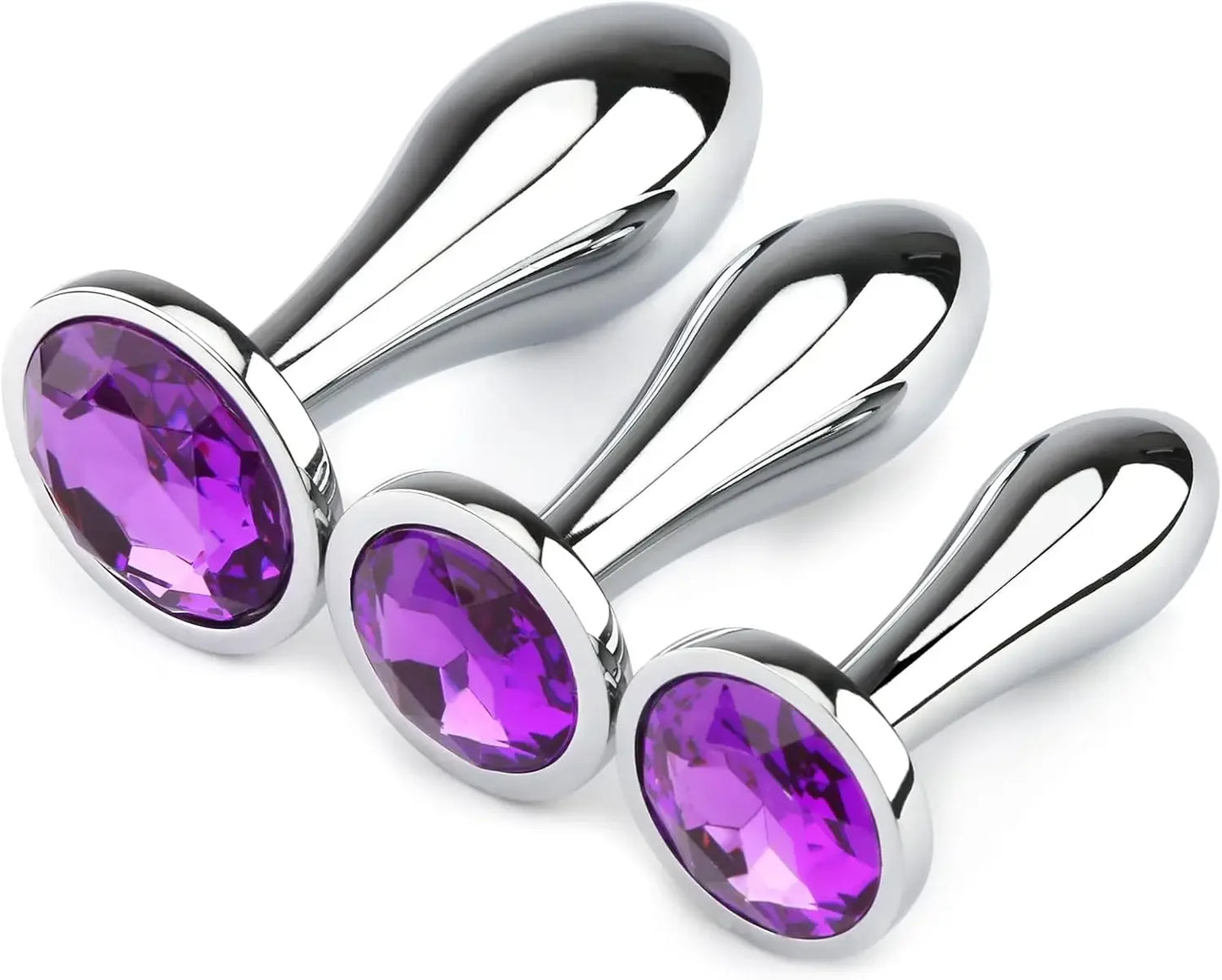 Anal Butt Plug 3Pcs Set Safety Metal Anal Butt Plug Sex Toys with Crystal Diamond Beginner Anal Toys for Adult Unisex Adult Toys