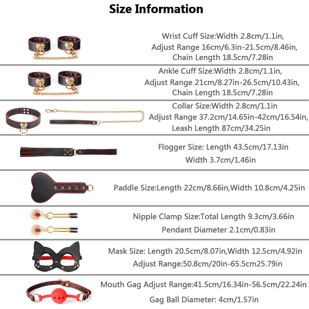 Leather 8 PCS BDSM Bondage Set With Case Adult Sex Games Restraints Kit Exotic Bondage Gear For Couples