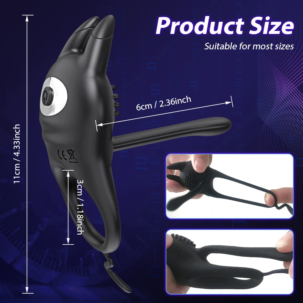 Vibrating Cock Ring Penis Ring for Men Remote Control Ejaculation Delay Penis Extension Clit Stimulator Sex Toy for Couples 18+
