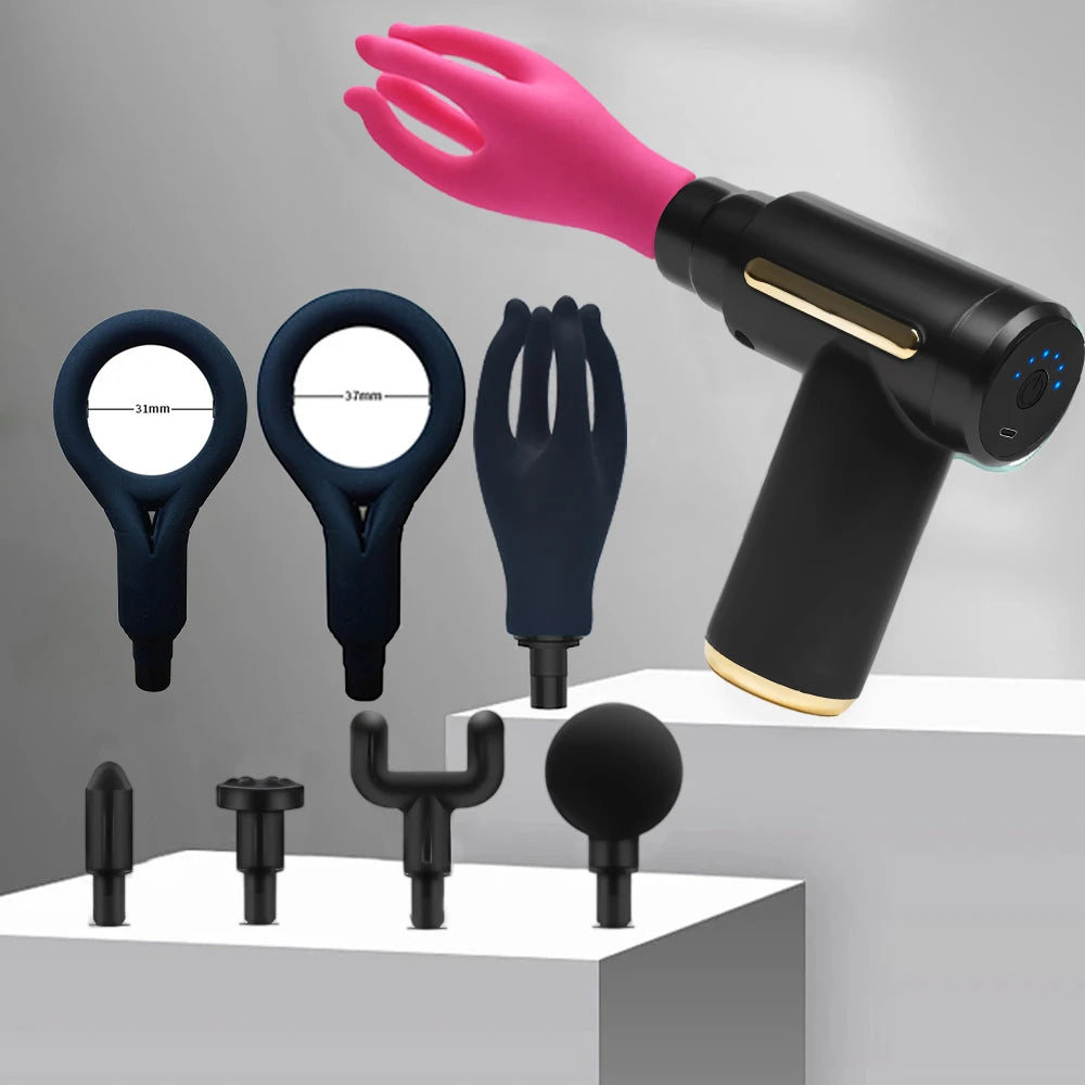 Male Masturbation Ring Penis Vibration Masturbator Male Training Relaxation Silicone Massage Gun Head For Masturbation Tool