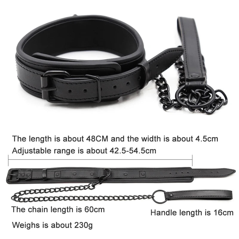 Bdsm Collar Leather Iron Chain Link Bdsm Slave Collars Bondage Collar Bdsm Sex Toys For Women Couples Adults Sexy Toys Sex Shop