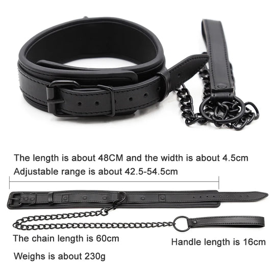 Bdsm Collar Leather Iron Chain Link Bdsm Slave Collars Bondage Collar Bdsm Sex Toys For Women Couples Adults Sexy Toys Sex Shop