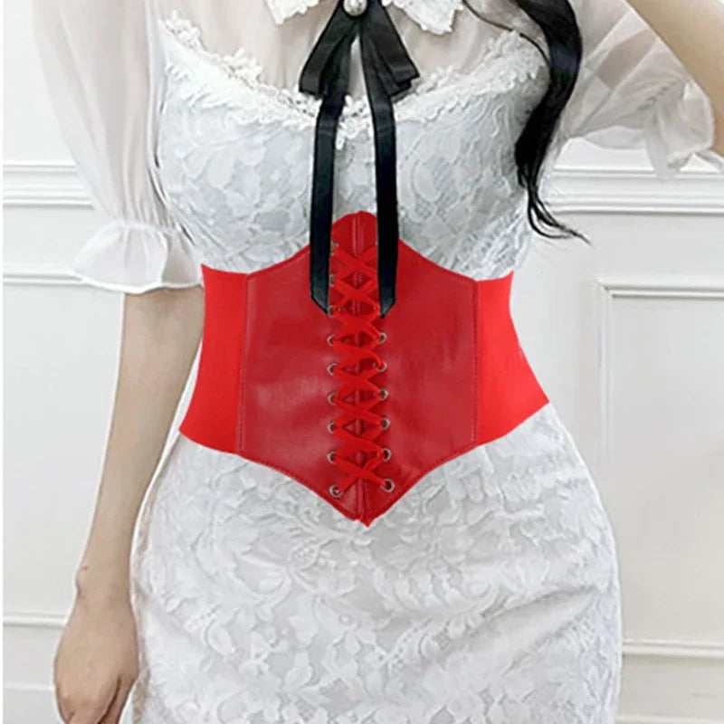Women's Corset Body Shapewear Sexy Wide Leather Belt Cummerbunds Strap Belts for Women High Waist Slimming Corsets and Bustiers