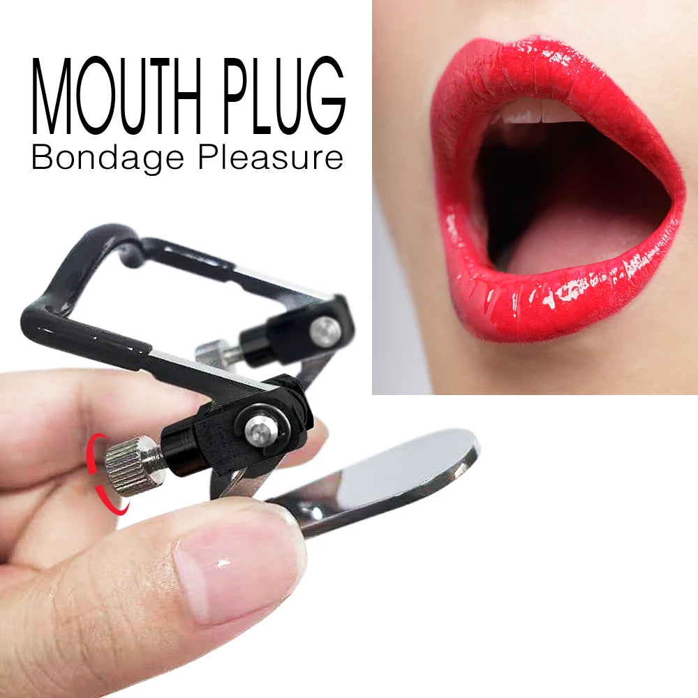 BDSM Stainless steel adjustable mouth plug Mouth bondage Slave Deep Throat Gags Restraint Blowjob Gag  Adult Sex Toys for Couple