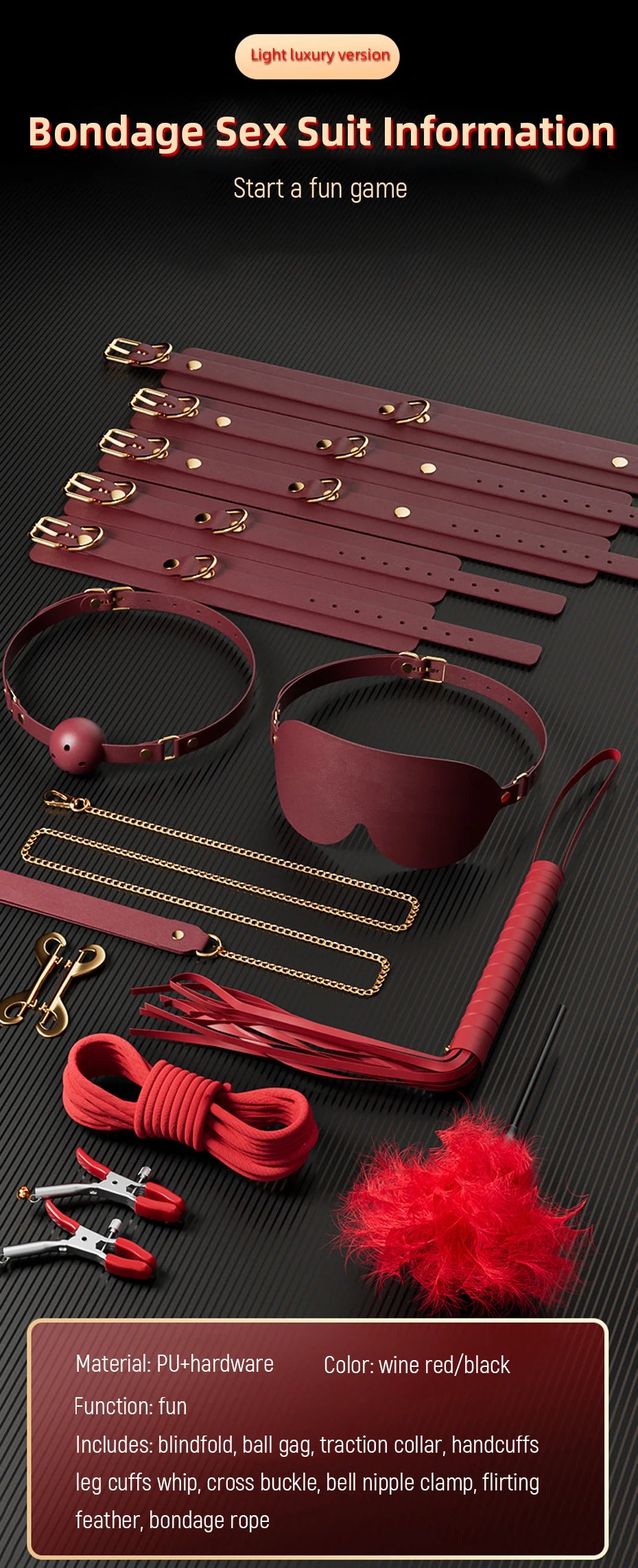 Premium BDSM Bondage Kit for Couples Bed Restraints Women's Bandage Slave Collars Obedience Adult Erotic Accessories