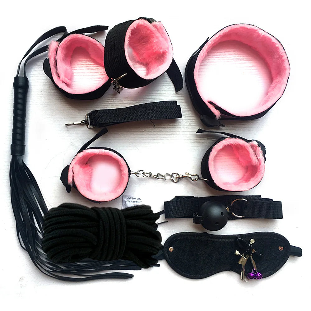 Adult BDSM Bondage Set Soft Cuffs Handcuff  Ankle Restraints Sex Toys Kit for Couples Women Slave Bed SM Strap for Enhanced Play
