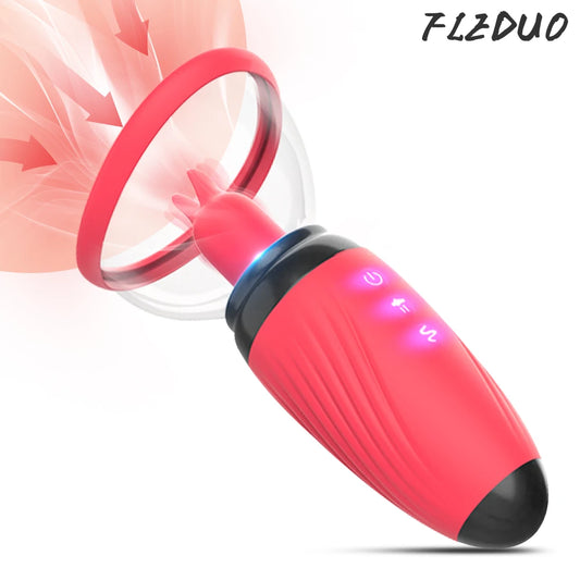 Nipple Stimulation Licking Vibrator Breast Enlargement Massager Vagina Clit Sucker Famale Masturbator Erotic Sex Toys for Women