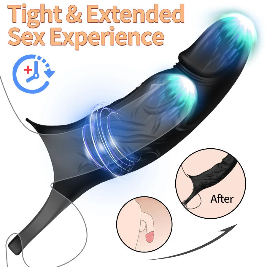Vibrator Men's Enlargement Thickened Penis Sperm Lock Penile Sexual Crystal Wolf Teeth Set Adult Sex Toy Penis Extender Pump