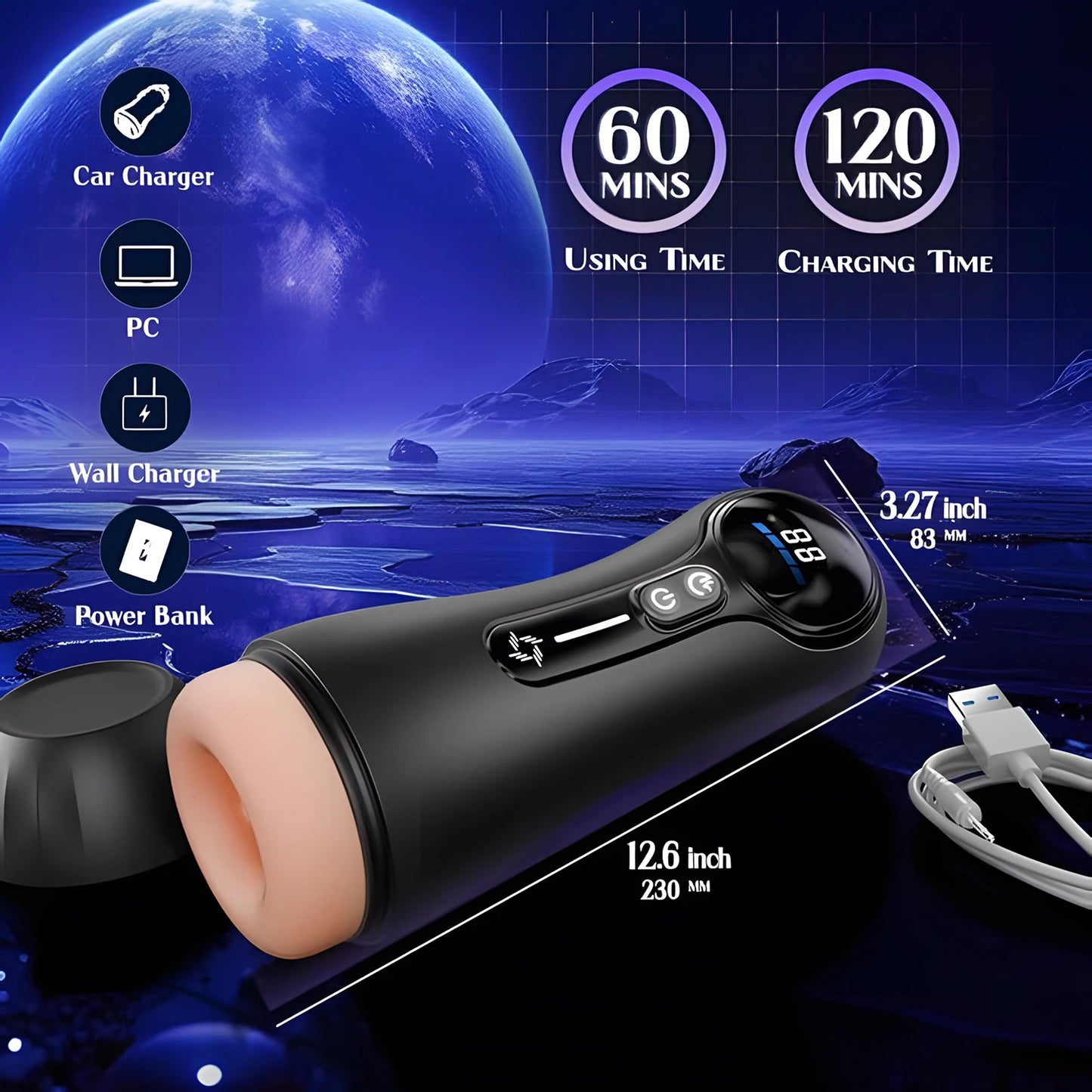 Male Masturbator Penis Pump Adult Sex Toys with 4 Sucking 9 Vibration Modes LED Display Pocket Pussy Realistic Vagina for 18 Men