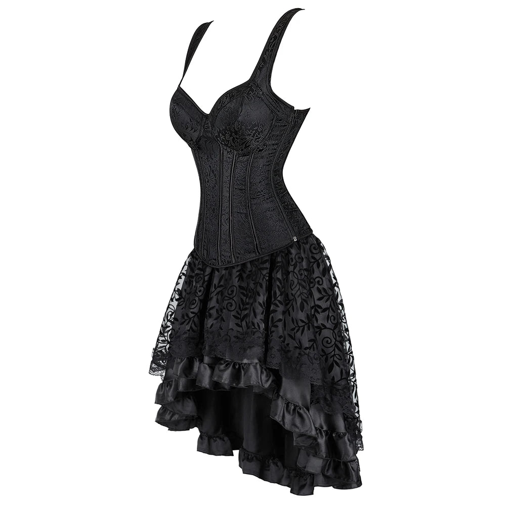 Corsets Top For Women Sexy Gothic Corset Top with Skirts  Steampunk Zipper Corsets Plus Size