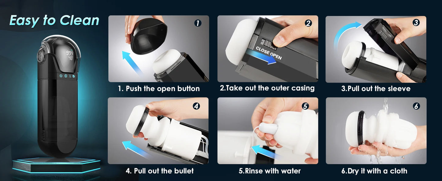 Automatic Telescoping Male Masturbator Cup Penis Pump Pocket Pussy with 9 in 1 Suction Vibrating Modes App Controll Sex Toy