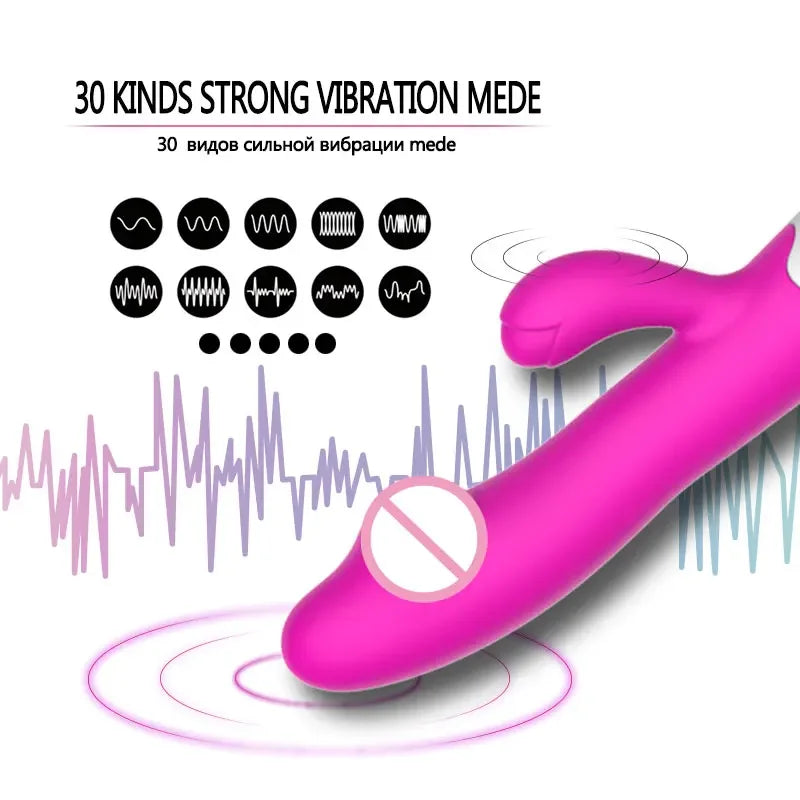 Powerful Rabbit Vibrator Dildo Dual Vibration G Spot Clitoris Stimulation Masturbators Vaginal Massager Adult For Women Sex Toys
