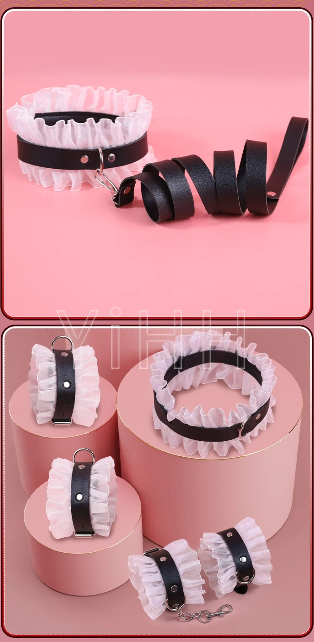 Sexy Leather BDSM Kits Handcuffs Whip Gag Nipple Clamps Lace Sex Bondage Set Sex Games Sex Toys For Couples Erotic Accessories