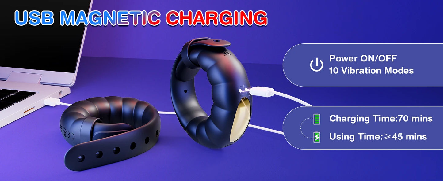 Vibrating Cock Ring Male Sex Toys Powerful Penis Ring Vibrator Adjustable Buckle Adult Sex Toys Games for Men Women Couples