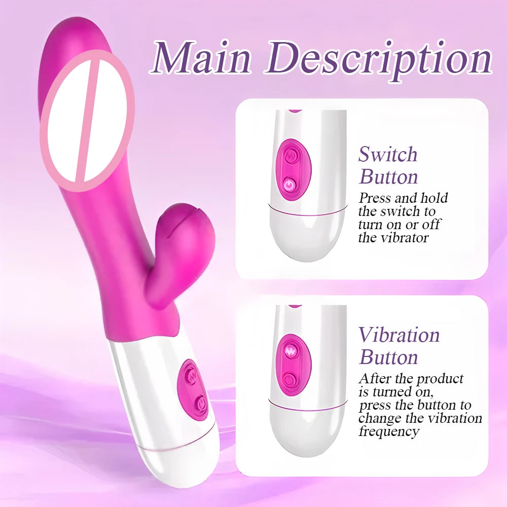 Powerful Rabbit Vibrator Dildo Dual Vibration G Spot Clitoris Stimulation Masturbators Vaginal Massager Adult For Women Sex Toys