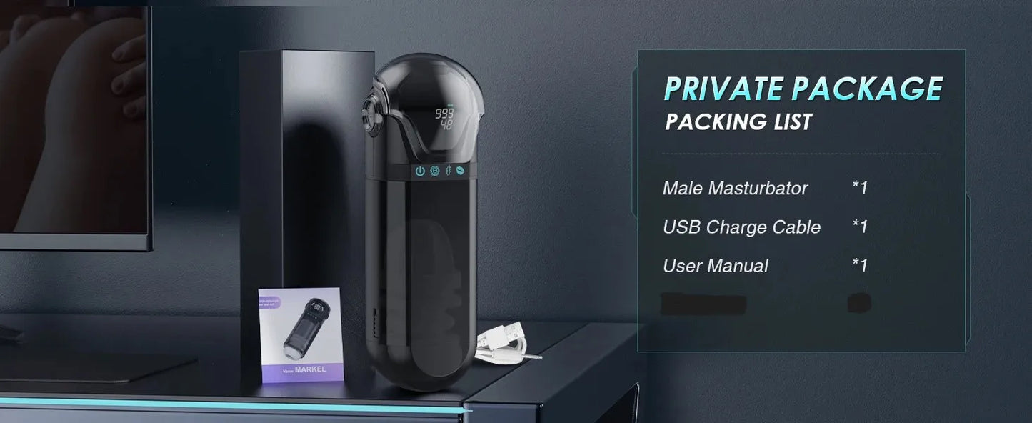 Automatic Telescoping Male Masturbator Cup Penis Pump Pocket Pussy with 9 in 1 Suction Vibrating Modes App Controll Sex Toy