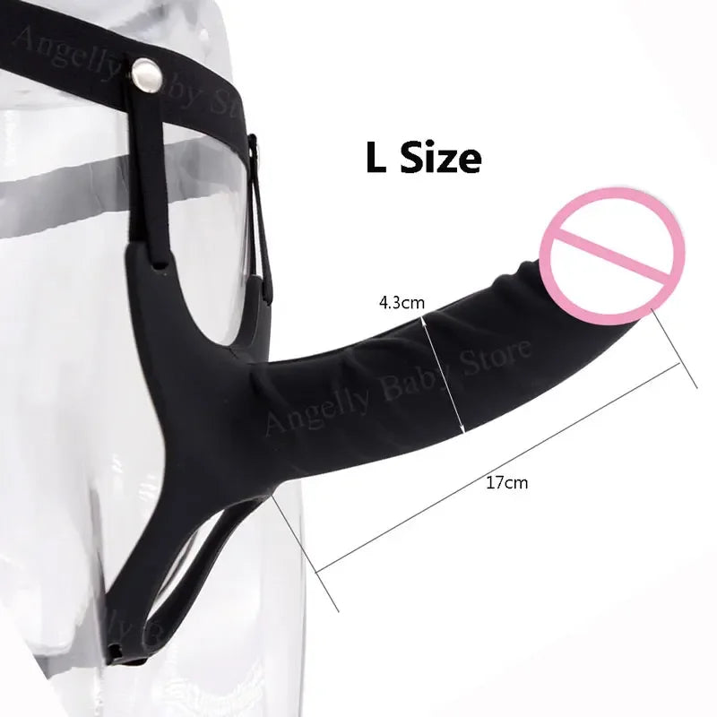 GaGu Hollow Silicone Strapon Dildo For Men Penis Pump Extend Strap On Dildo No Vibration Strap-On Penis Extender With Harness