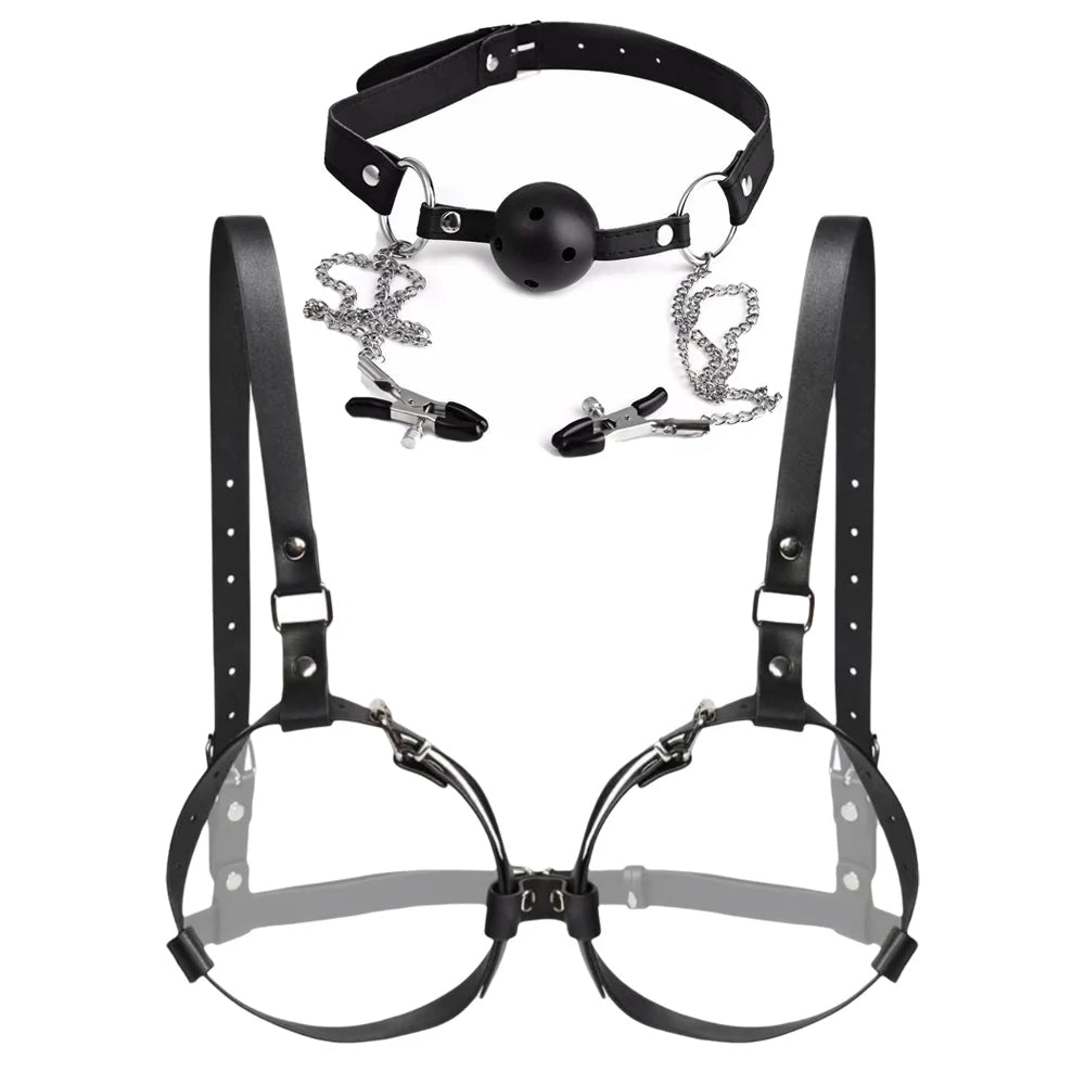 BDSM Breast Bondage Harness Sex Toys B to D Cup Leather Fetish Sexy Chest Restraints Punk Gothic For Women SM Bra Belts Straps