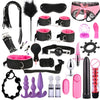 BDSM Kits Exotic Bed Bondage Set Exotic Sex Toys For Adults Games Leather Handcuffs Whip Gag Nipple Clamps Women Sex Products