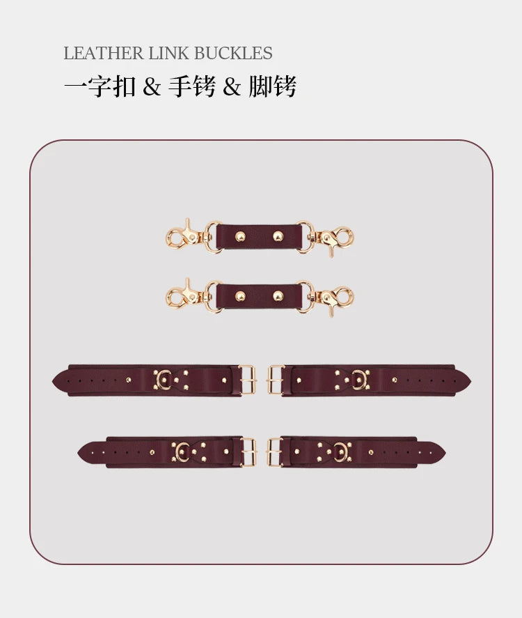 Thierry BDSM Bondage Restraint Kits Handcuffs Collar Wrist Ankle Thigh cuffs Waist Belt Cross Buckle Sex Toys For  Adult  Games