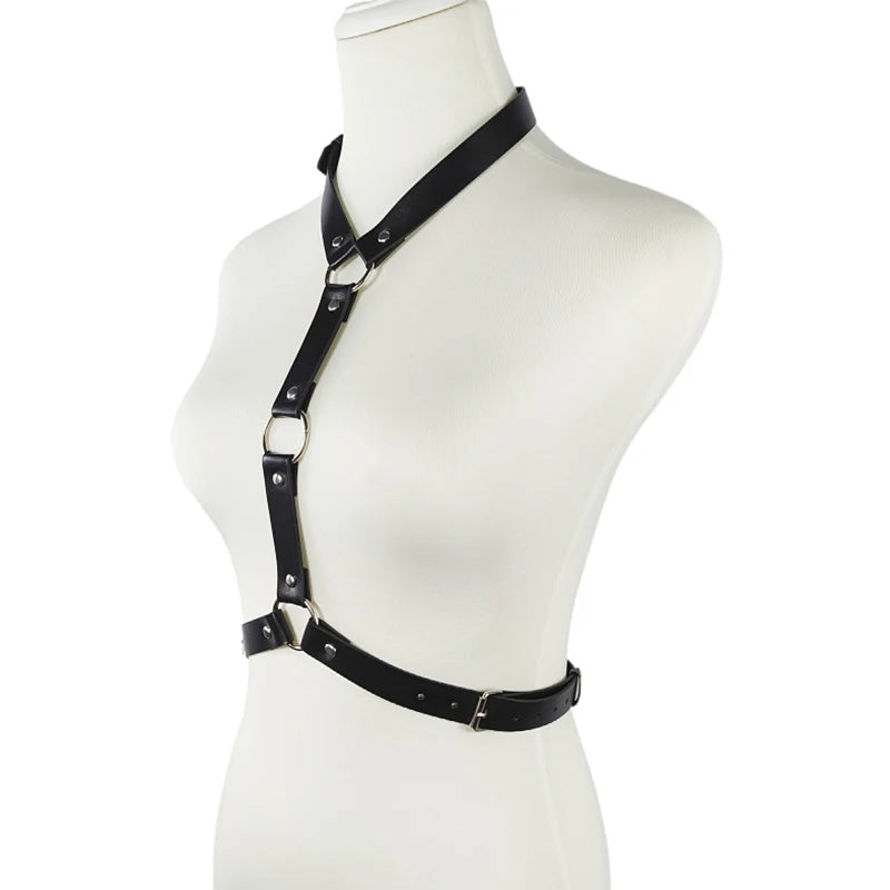 BDSM Bondage Garter Belt Sexy Lingerie Women Erotic Costumes Fetish PU Leather Body Harness Garters Sexual Baby Doll Underwear