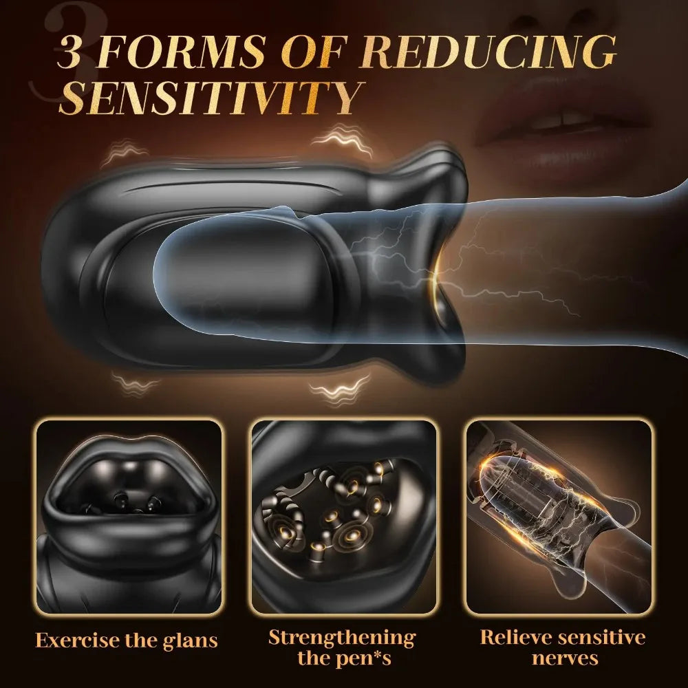 APP Mouth  Blowjob  Male  Stroker  Trainer  Adult  Toys for Prolong Endurance Pocket Pussy Vibrator Sex Toy Sex Machine for Men