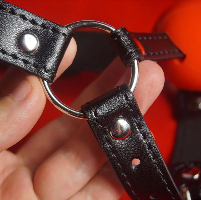BDSM Mouth Gag.Slave Gag Ball,Ballgag with Short Chin Strap,Bondage,Restraints,Sex Toys for Couples,Adult Games