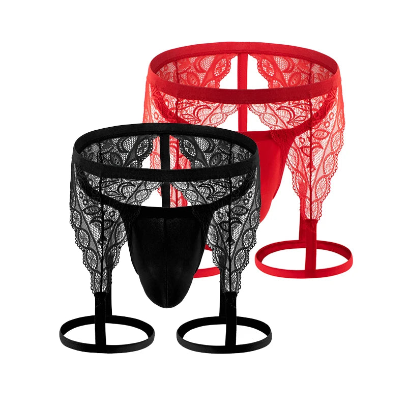 Lingerie Mens Thongs G-string Jockstrap Sexy Lace Underwear G String Homme Panties Bikini T-bacck Briefs