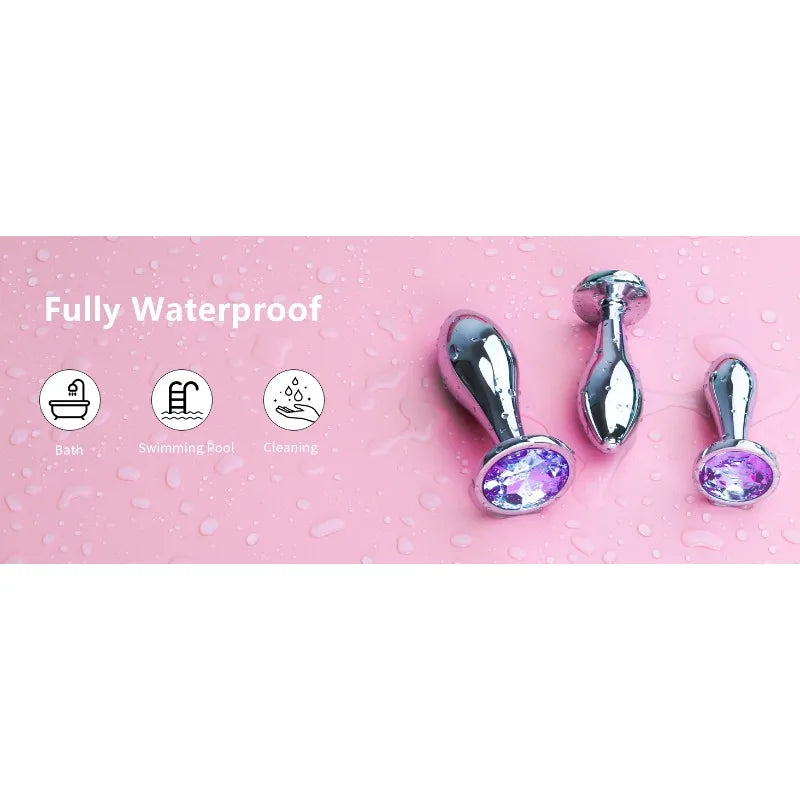 Anal Butt Plug 3Pcs Set Safety Metal Anal Butt Plug Sex Toys with Crystal Diamond Beginner Anal Toys for Adult Unisex Adult Toys