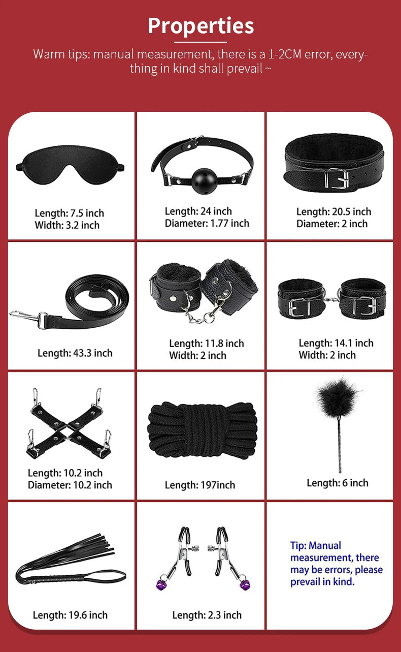 Bondage for Sex 11 Pcs BDSM Leather Bondage Sets Restraint Kits lBondage Gear Accessories for Women and Couples Adult Sex Toy