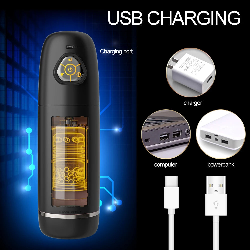 Automatic Male Masturbator APP Controlled Penis Pump with 10 Thrusting & Rotating Electric Pocket Pussy for Men Adult Sex Toys
