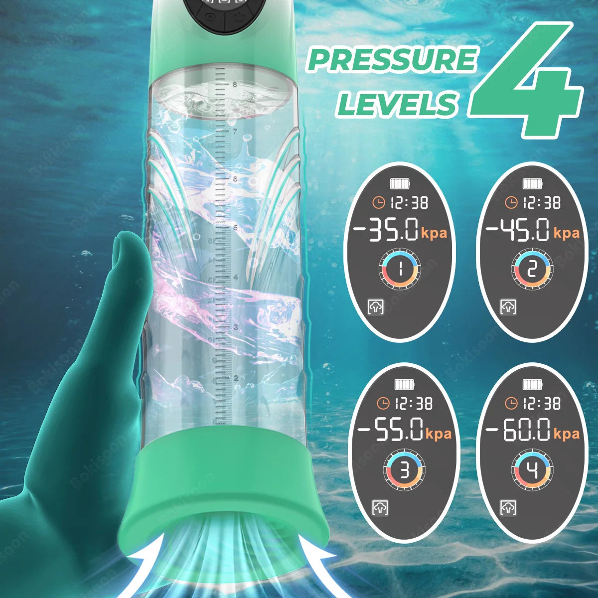 Penis Pump Male Sex Toys Electric Vacuum IPX7 Waterproof LCD Display 4 Pressure Levels 9 Suction Training Penis Extender Bigger
