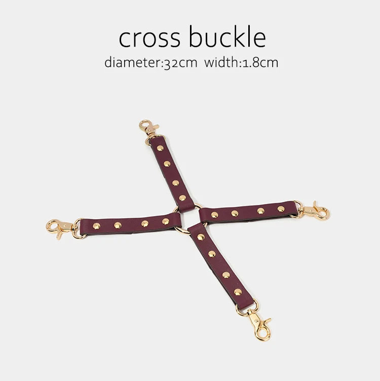 Thierry BDSM Bondage Restraint Kits Handcuffs Collar Wrist Ankle Thigh cuffs Waist Belt Cross Buckle Sex Toys For  Adult  Games