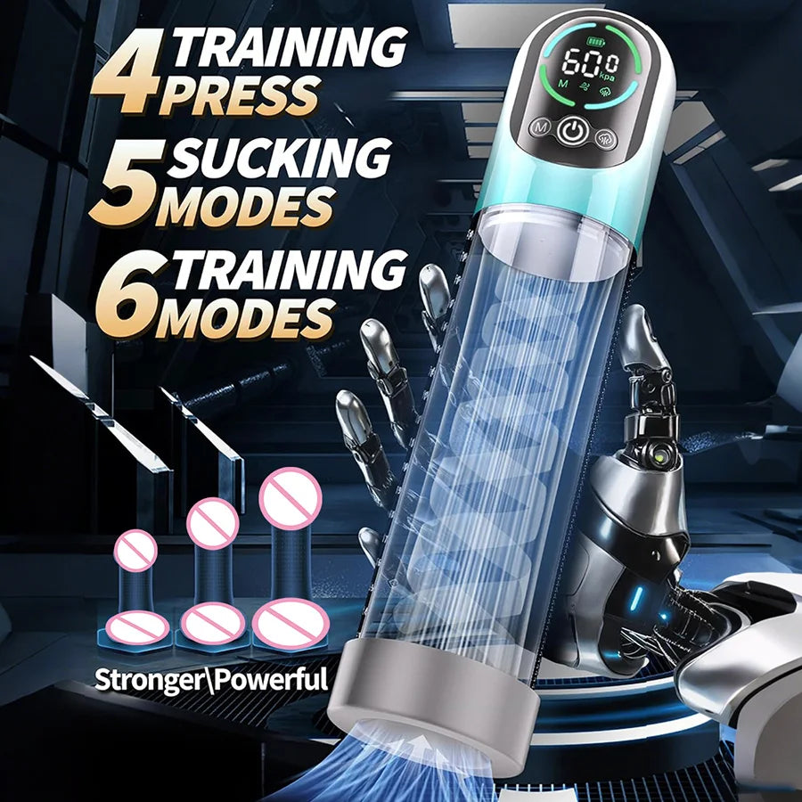Electric Penis Pump with 5 Suction 6 Training Modes Automatic Male Masturbator LCD Pumps Enlargers Ault Sex Toys For Men