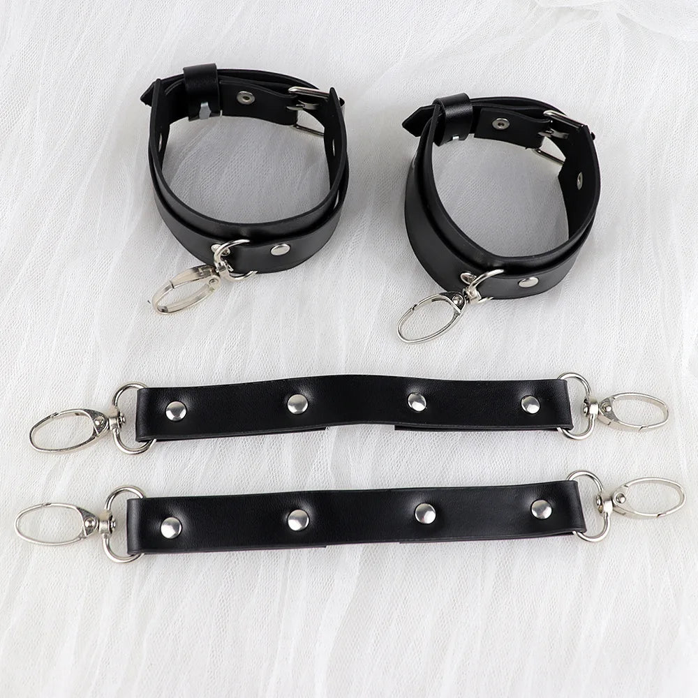 BDSM Bondage Garter Belt Sexy Lingerie Women Erotic Costumes Fetish PU Leather Body Harness Garters Sexual Baby Doll Underwear